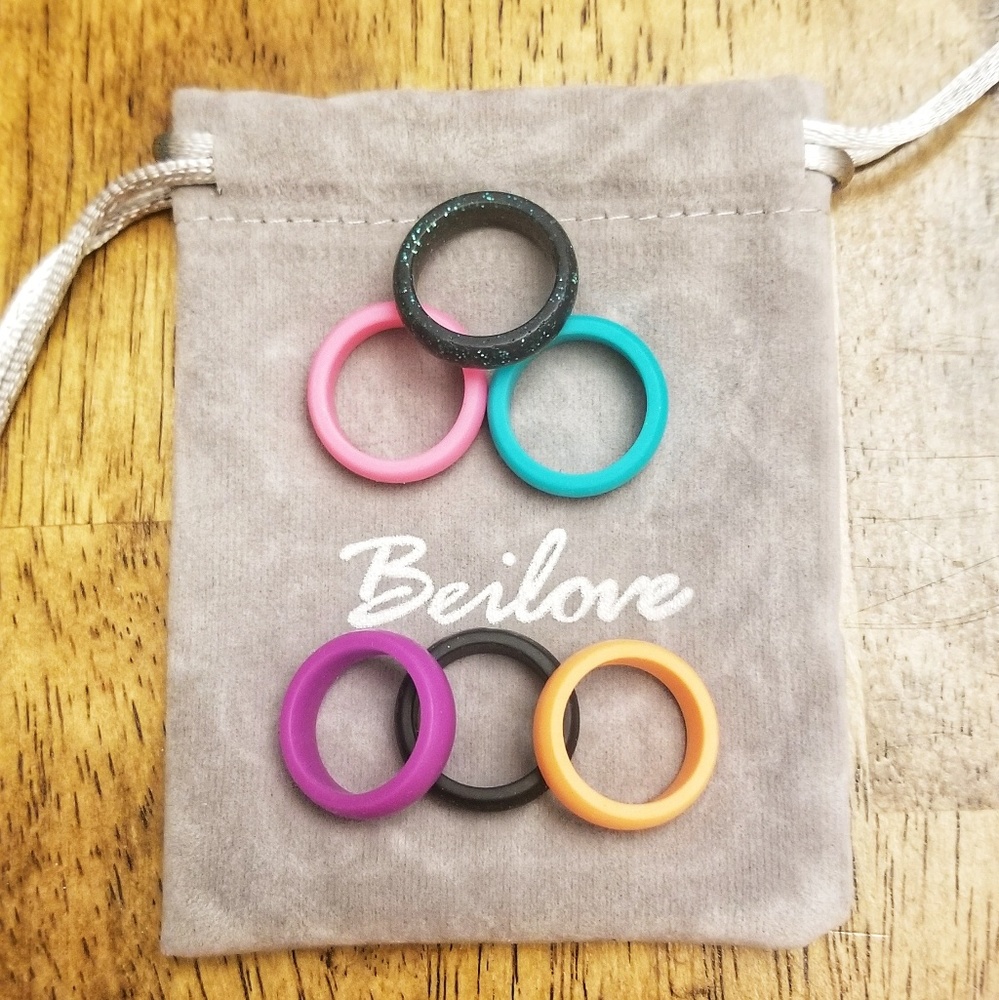 Silicone wedding band set women's size 6